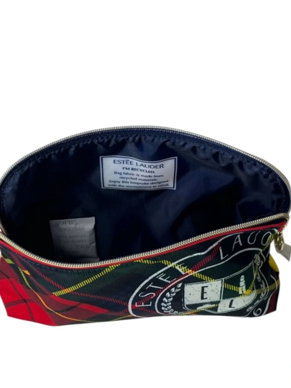 Estée Lauder Cosmetic Bag Limited Edition Tartan Plaid Luxe 1946 Crest Red Black